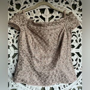 Women’s JS Collections Elegant Beaded Lace Off-Shoulder Top size 10